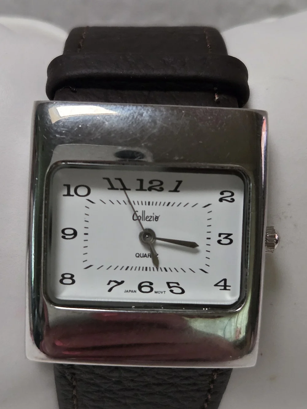 Women's White Dial Brown Leather Strap Watch